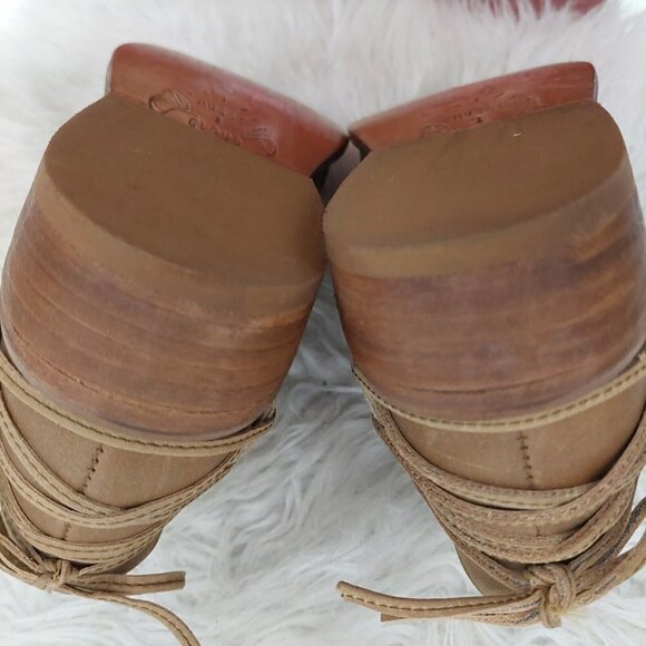 Musse & Cloud Brown Leather Coolise Ankle Boots Laser Cut Back Lace Booties Sz 7 - Picture 9 of 10